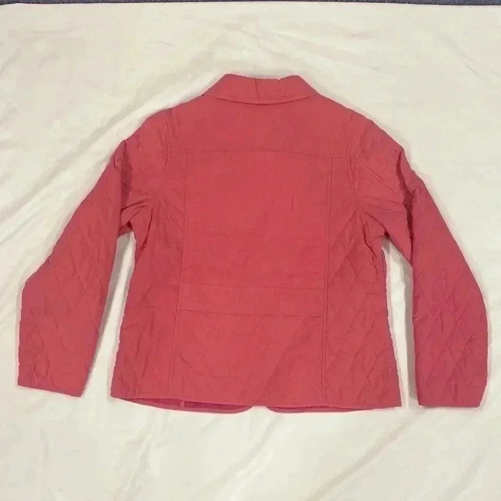 Vintage 90s L.L. Bean Quilted Riding Jacket Pink Full Zip Pockets nylon M Pet - Picture 9 of 10